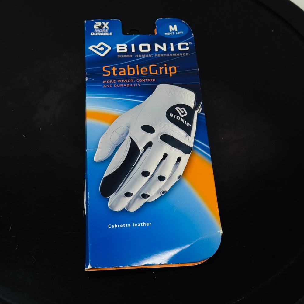 Bionic Golf Glove Mens Medium White StableGrip Left Hand Cabretta Leather GGMLM
